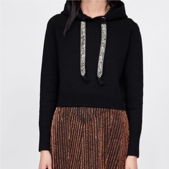 Zara crop knit sweater with sparkly strings - Picture 3 of 13